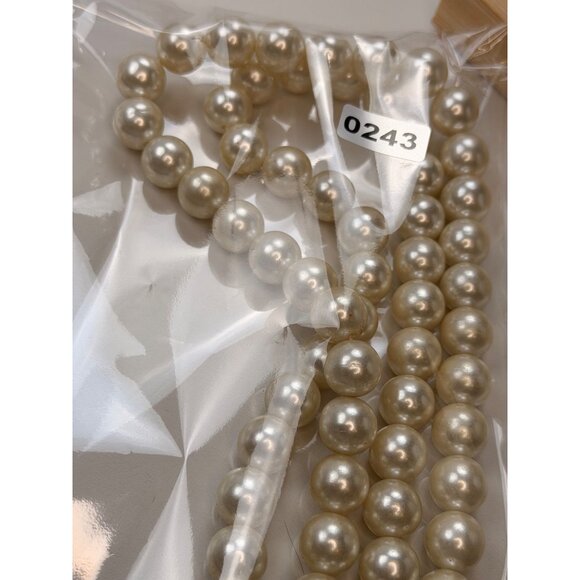 Signed JAPAN Double Strand Faux Pearl Necklace With Rhinestone Clasp - 20" Elega - Picture 12 of 12